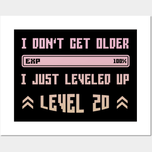 I Leveled Up 20th Birthday Funny Gamer Gaming Gift Idea Posters and Art